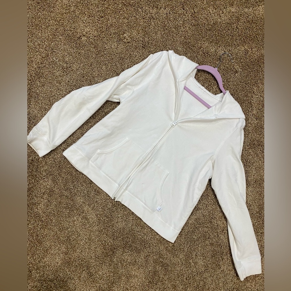 Old Navy White Athletic Zip-Up Hoodie
